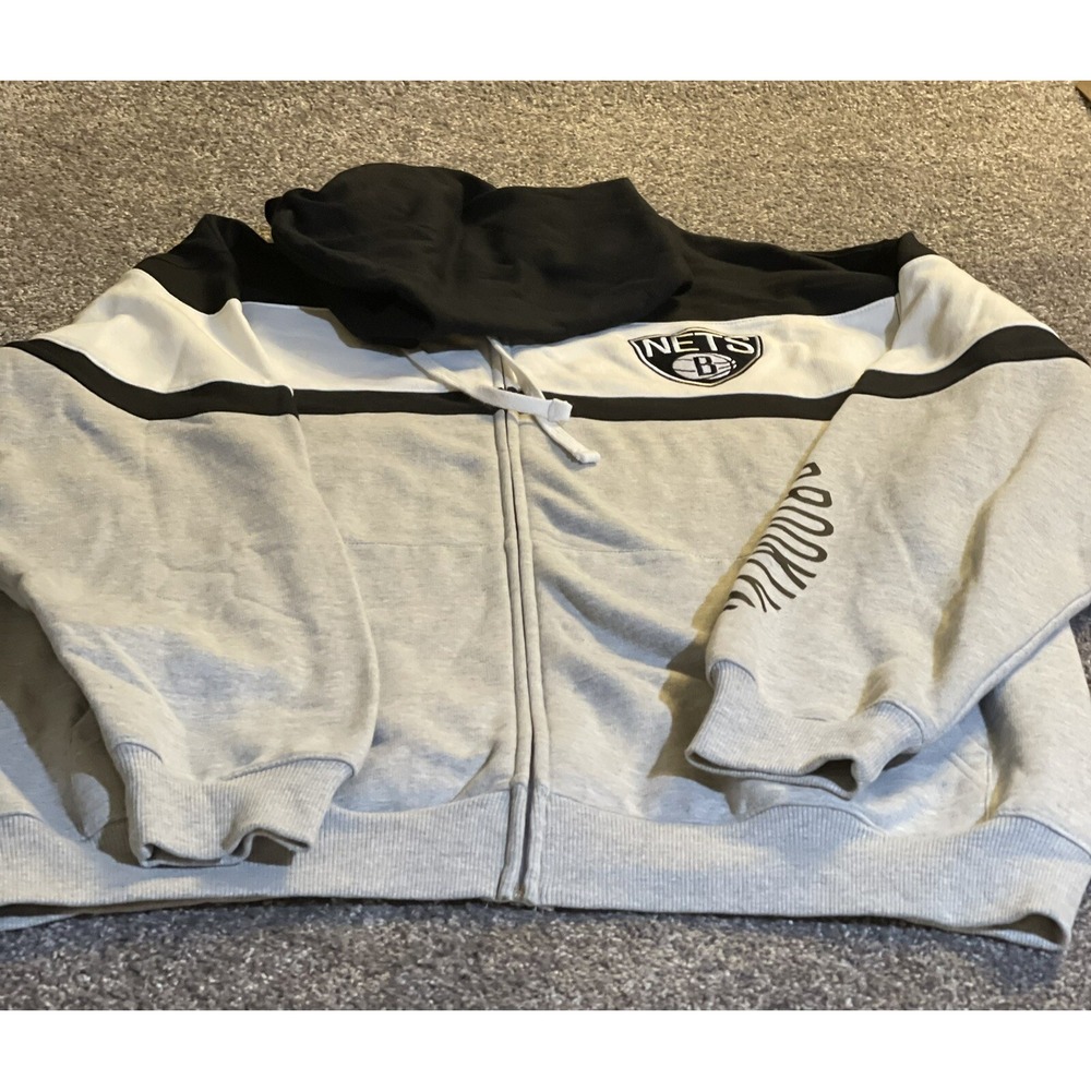 Brooklyn Nets Majestic Full Zip Hoodie Men's Size XLT NBA Licensed